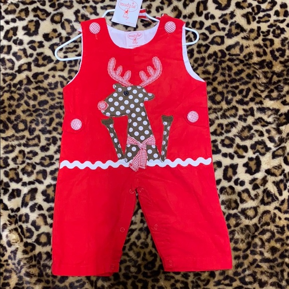 Mud Pie Boys Christmas Reindeer Corduroy Longall - Picture 1 of 6
